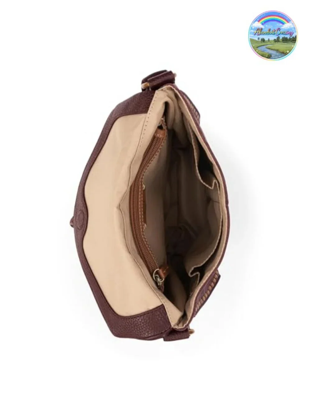 Leather Crossbody Purse with Adjustable Strap, Flap Zipper, Eco-Twill
